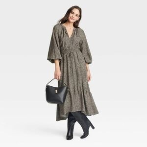 A New Day Women's Balloon Long Sleeve Dress, Leopard Print, Sz SM NWT